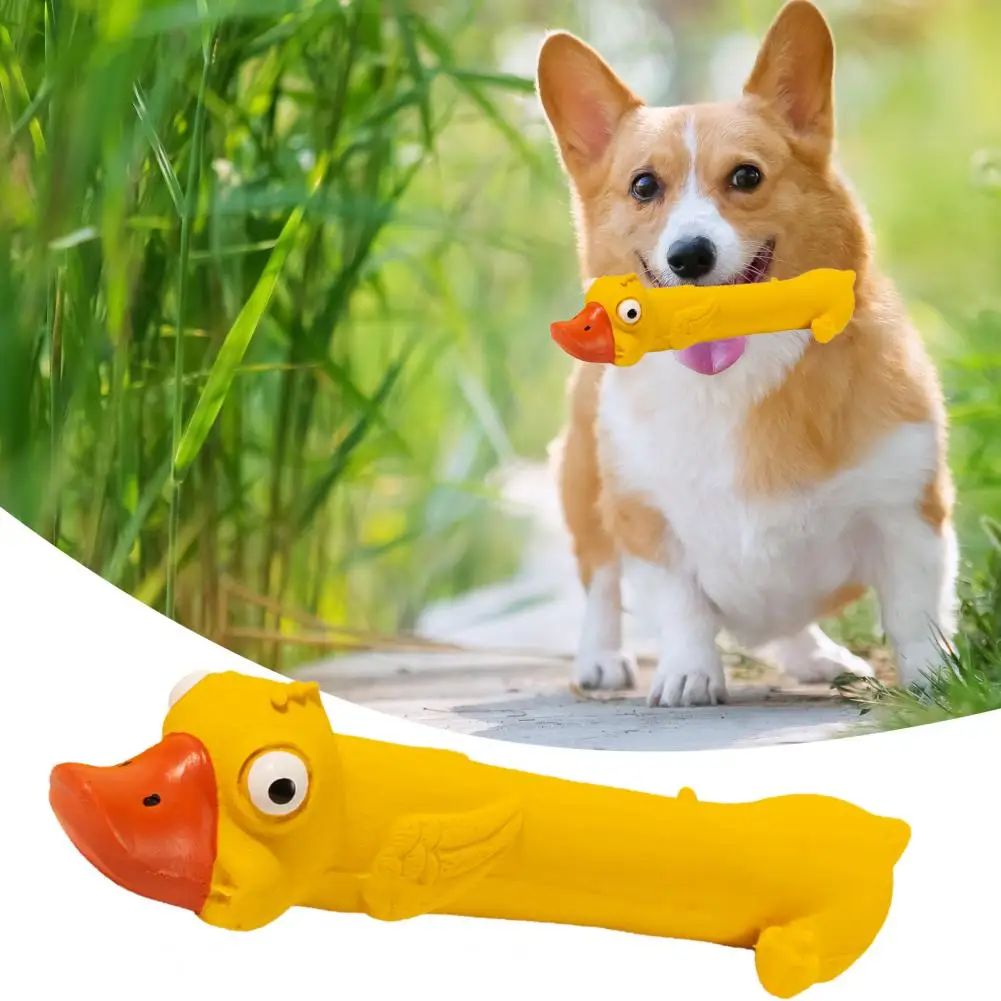 Dents Grinding Latex Dog Toy Dental Health Durable Dog Toy Mignon Yellow Duck Design Squeak