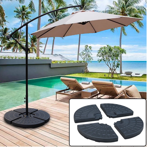 145 Lbs Capacité Pondérée Cantilever et base de parapluie de patio offset en noir (4 pièces) (Sh