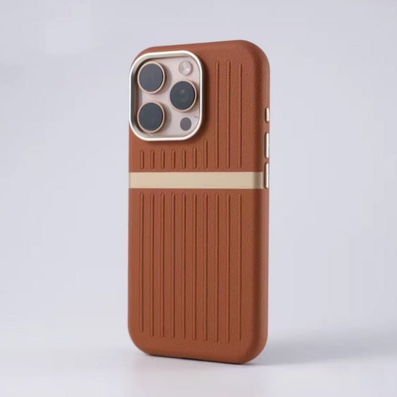 Cas de téléphone magnétique ondulée Cas de téléphone en cuir de bureau