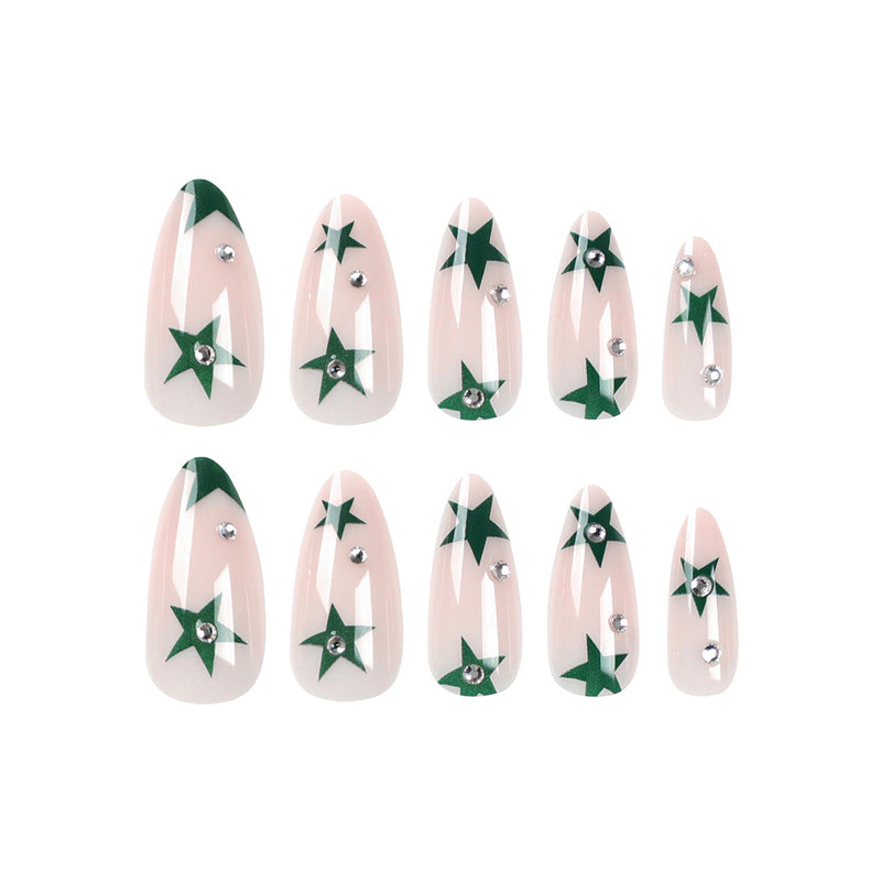 24 PCS Green Star Nail Art