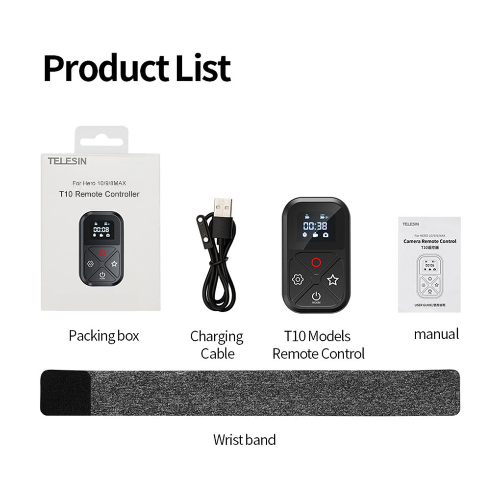 TELESIN Smart Wireless Télécommande Caméra Contrôleur pour Go Pro Hero 11 10 9 8