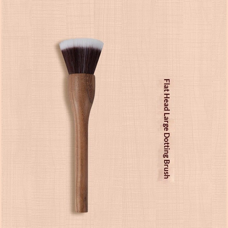 H Set Brosse Vintage Brosse de maquillage en noyer noir doux