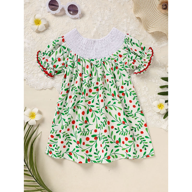 Bébé enfant Bébé Filles Robe de Noël Manche courte Arbre de Noël Brodé Plaid Ca