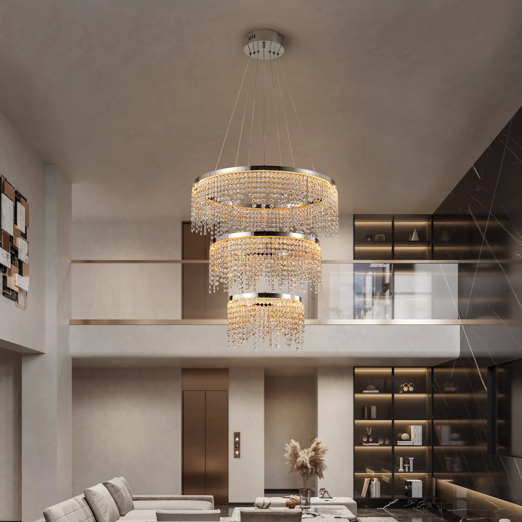 Lampe de plafond LED Lustre cristal 24 pouces