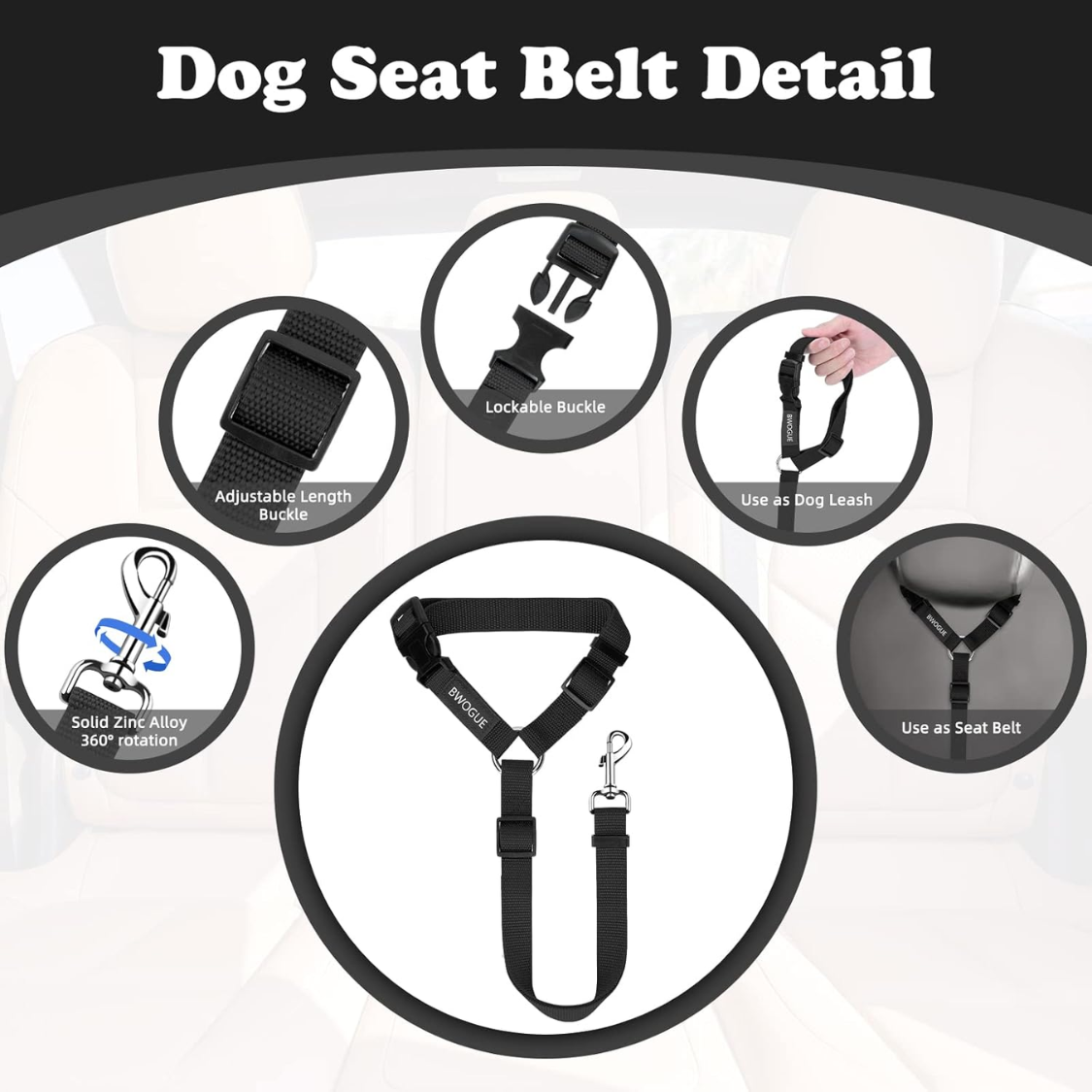 2 Pack ceinture de siège pour chien pour voiture