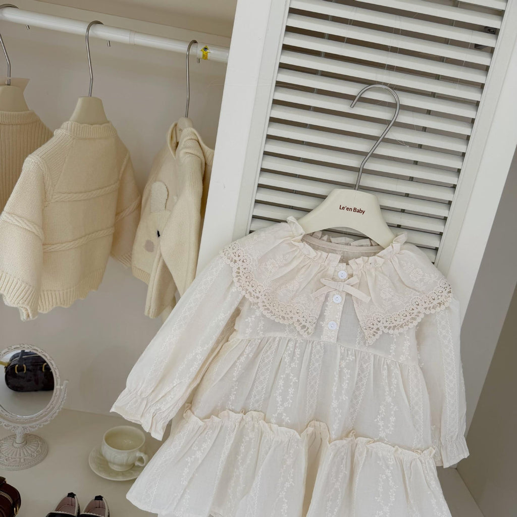 Filles Robe Hollow-Out et Vest deux pièces ensemble