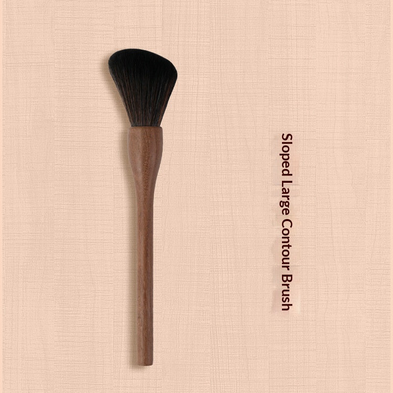 H Set Brosse Vintage Brosse de maquillage en noyer noir doux