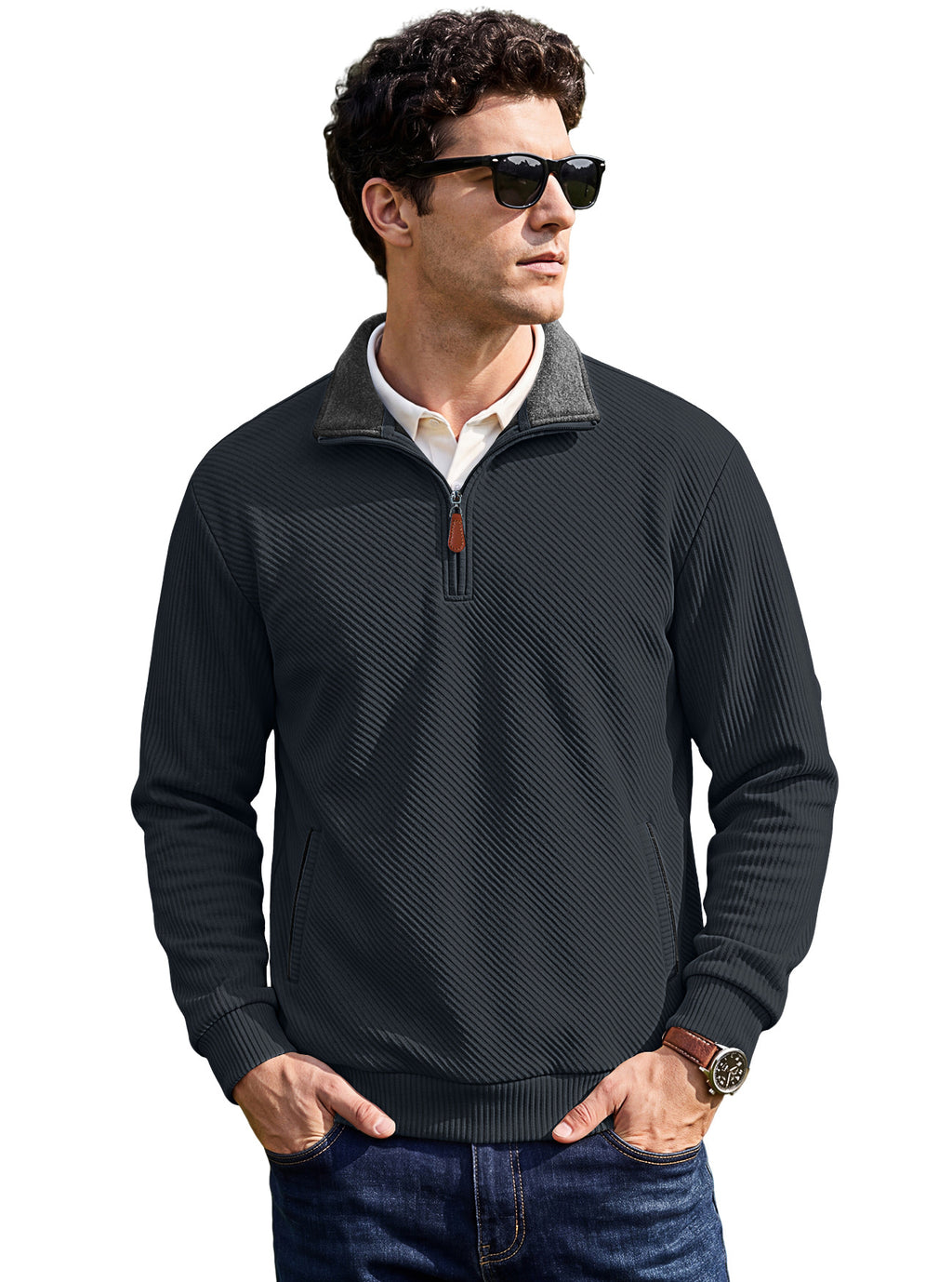 Texture masculine Collier Jacquard Top Commerce extérieur TK American Spring and Autumn Zipper Pocke