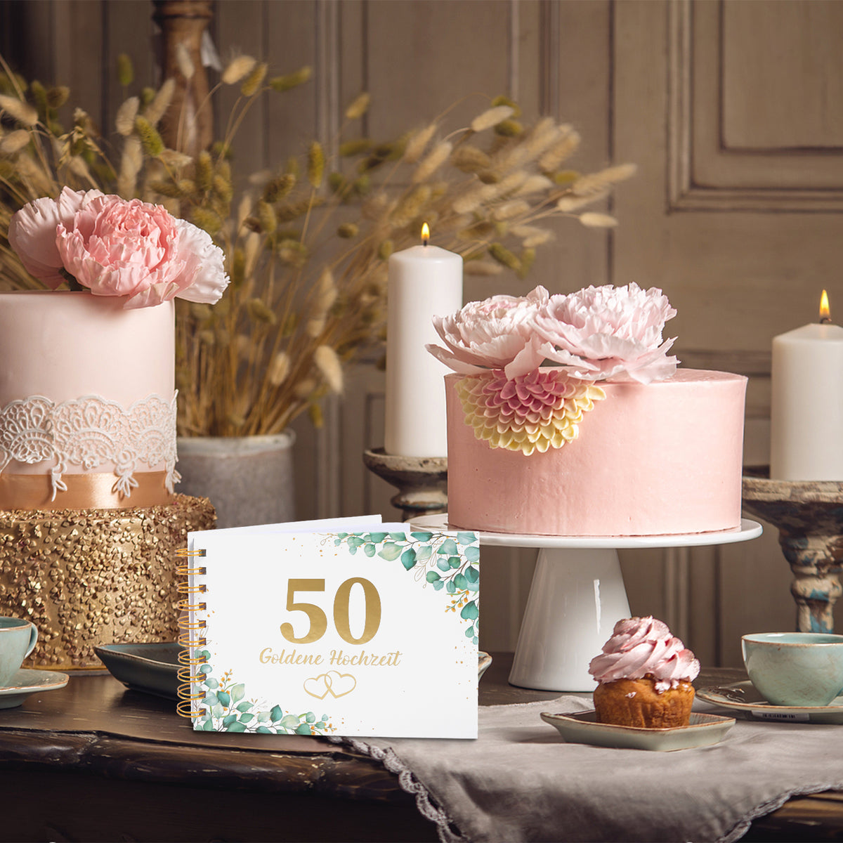 Livre d'or du 50e anniversaire de mariage - Album de mariage d'or pour les messages et souvenirs des invités