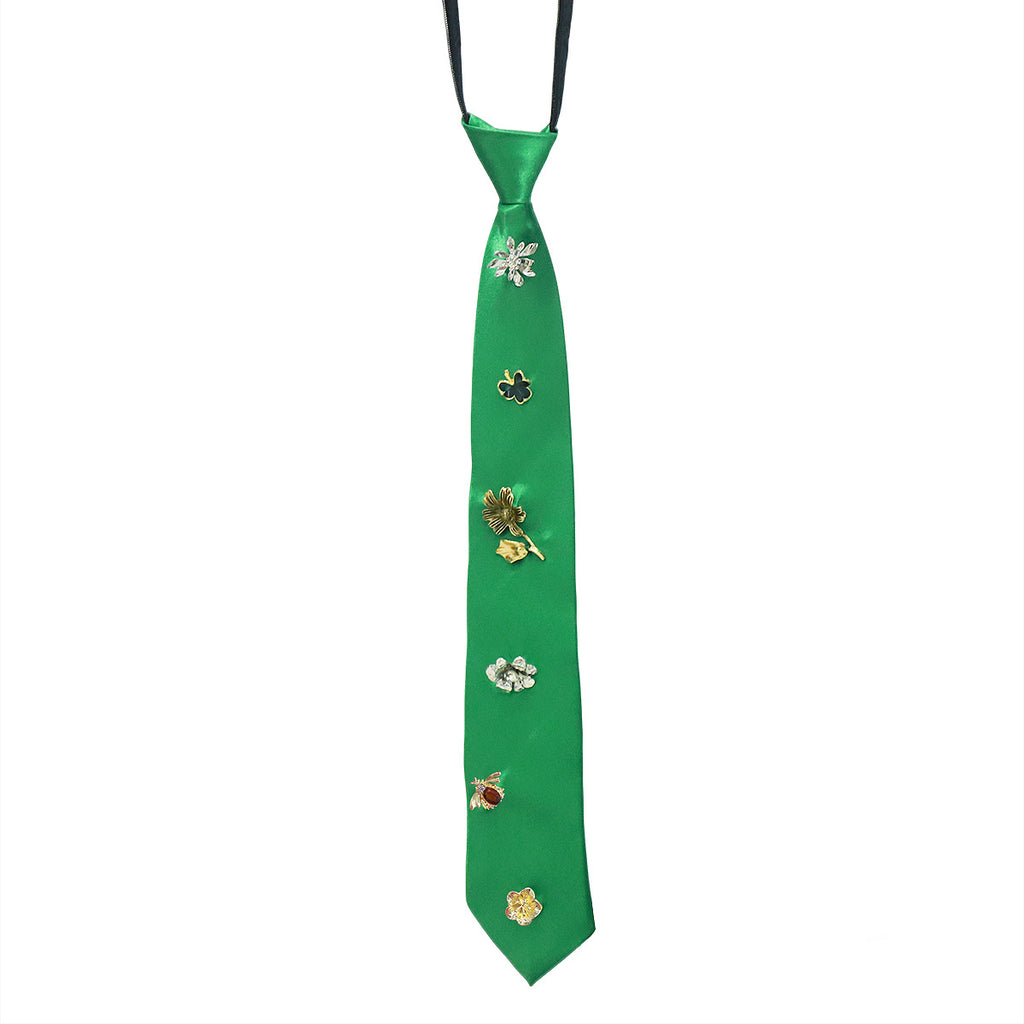 Accessoire aux fleurs en alliage de style rétro avec une cravate rouge et noire