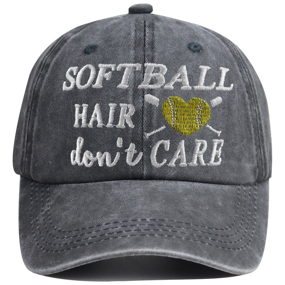 Cheveux Softball Ne vous souciez pas Brodé Bouchon de baseball lavé