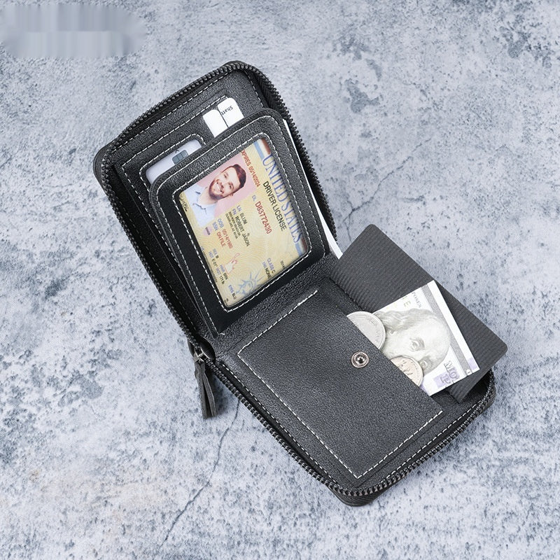 Porte-monnaie en cuir multi-cartes en cuir PU court pour hommes