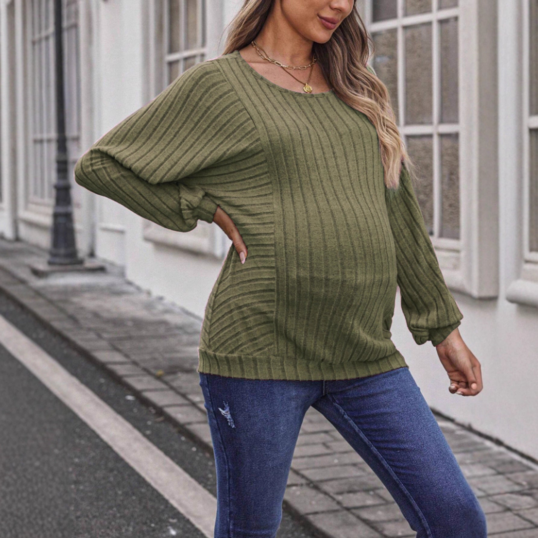 Femmes Confortable Casual Solid-color Top avec manches Lanterne