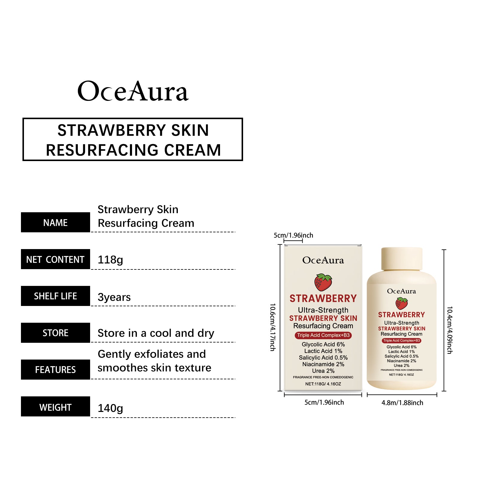 Crème de rajeunissement de peau fraise 118g 1 boîte