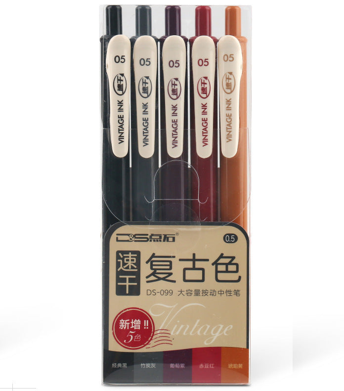 Rétro couleur Gel stylo ensemble de papeterie étudiante