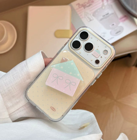 Support de style mignon avec un design de chalet transparent Polka-dot