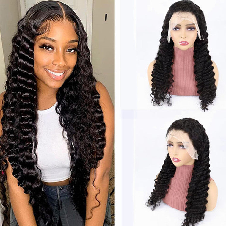 Deep Wave Dentelle Perruque avant Cheveux humains