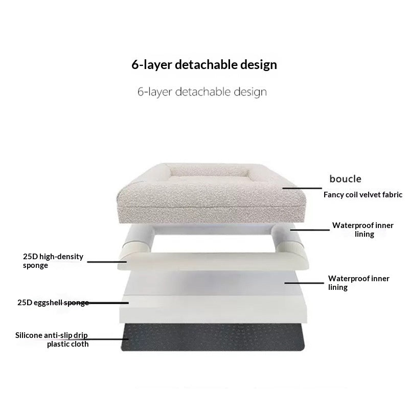 High-end dog bed with waterproof memory foam and removable cover for washing