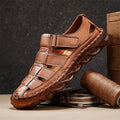 Hommes Plage Sandales Outdoor Casual Leather Close-Toe Chaussures Respirantes résistants à l'usure pour M