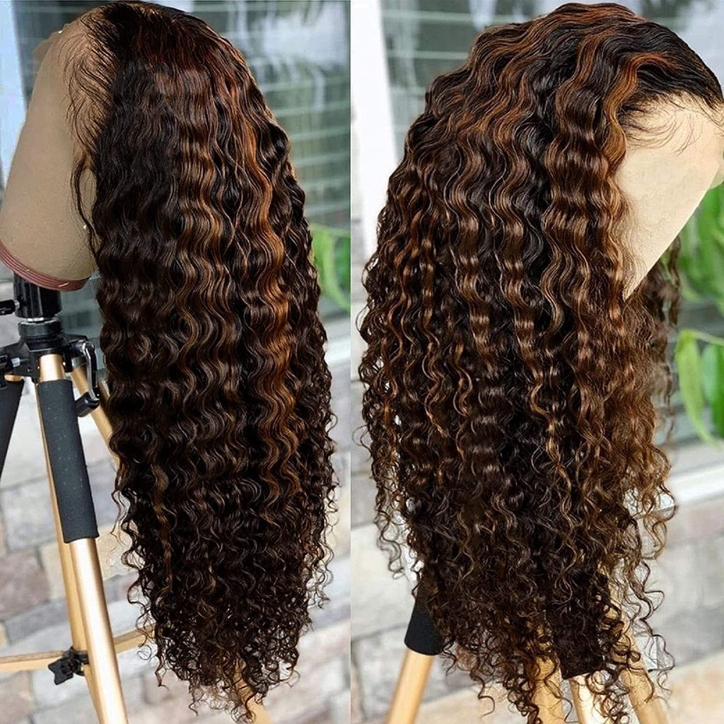 13x6 Perruque devant Femelle Moyen Long Couvercle cheveux bouclés
