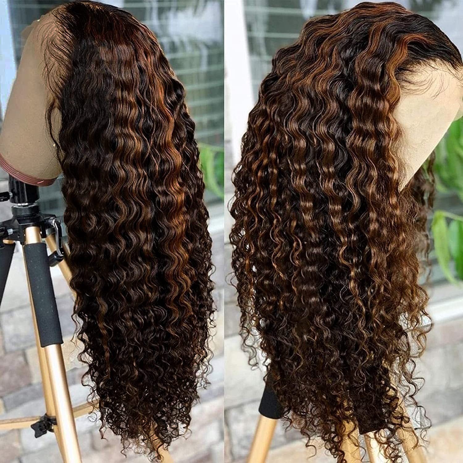 13x6 Perruque devant Femelle Moyen Long Couvercle cheveux bouclés