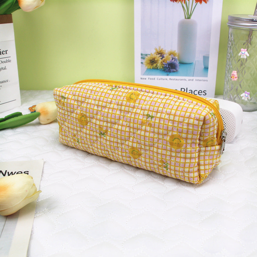 Sac d'organisateur de maquillage de grande capacité brodé en coton