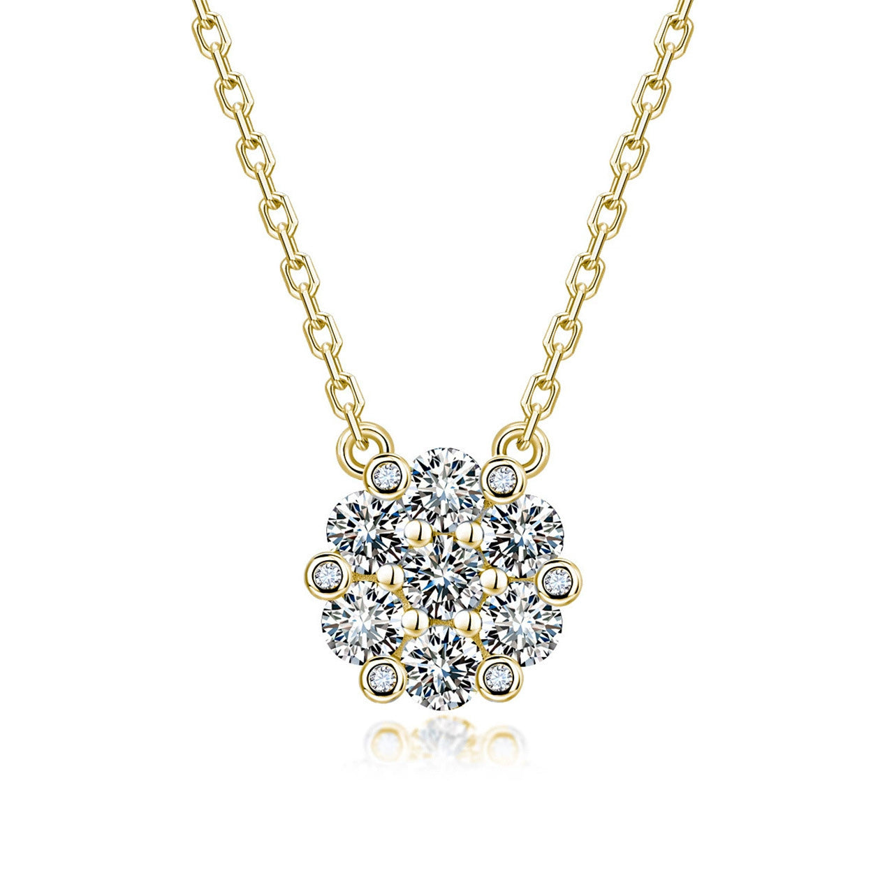 S925 Argent Sterling 7pcs 3.0mm Cluster rond Collier en moissanite 40-45cm D Couleur VVS1 Sil