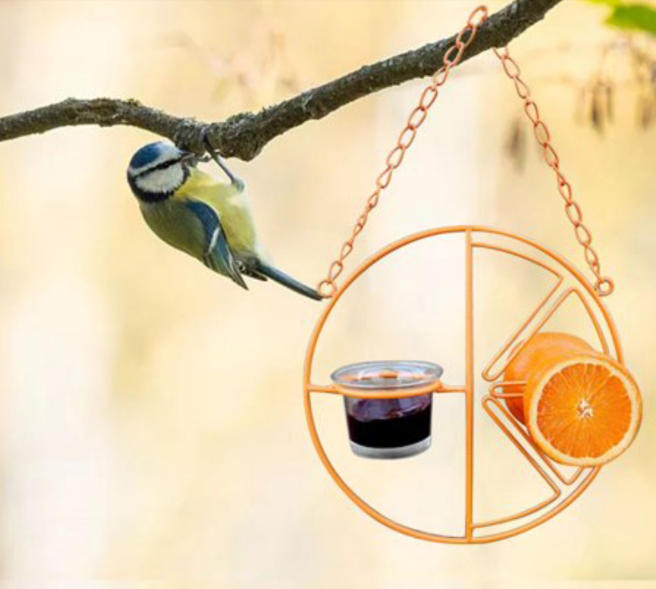 Support métallique suspendu pour l'alimentation extérieure des colibris