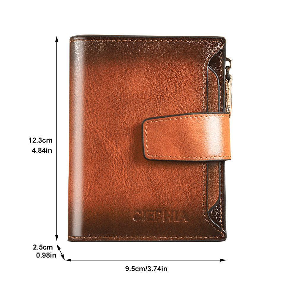 Porte-monnaie en cuir pour hommes multifonction antivol Zipper