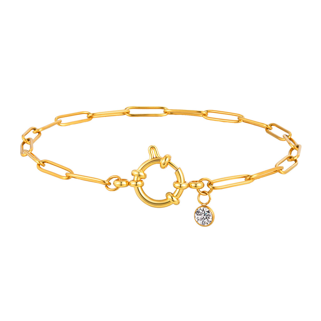 Acier Inoxydable Filet rectangulaire Bubble-clasp Anklet or