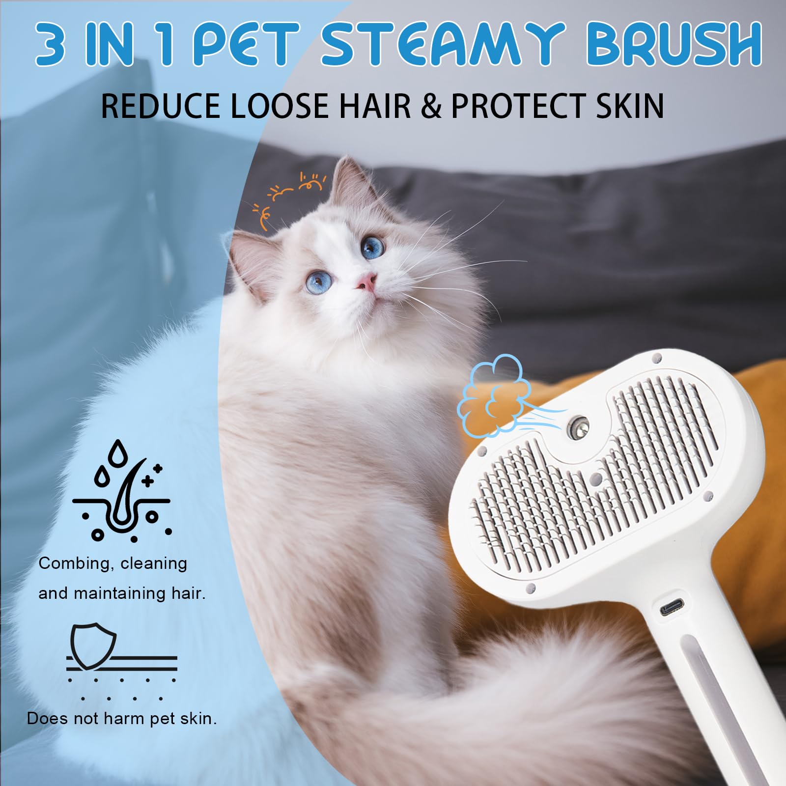 Brosse à vapeur pour chats et chiens