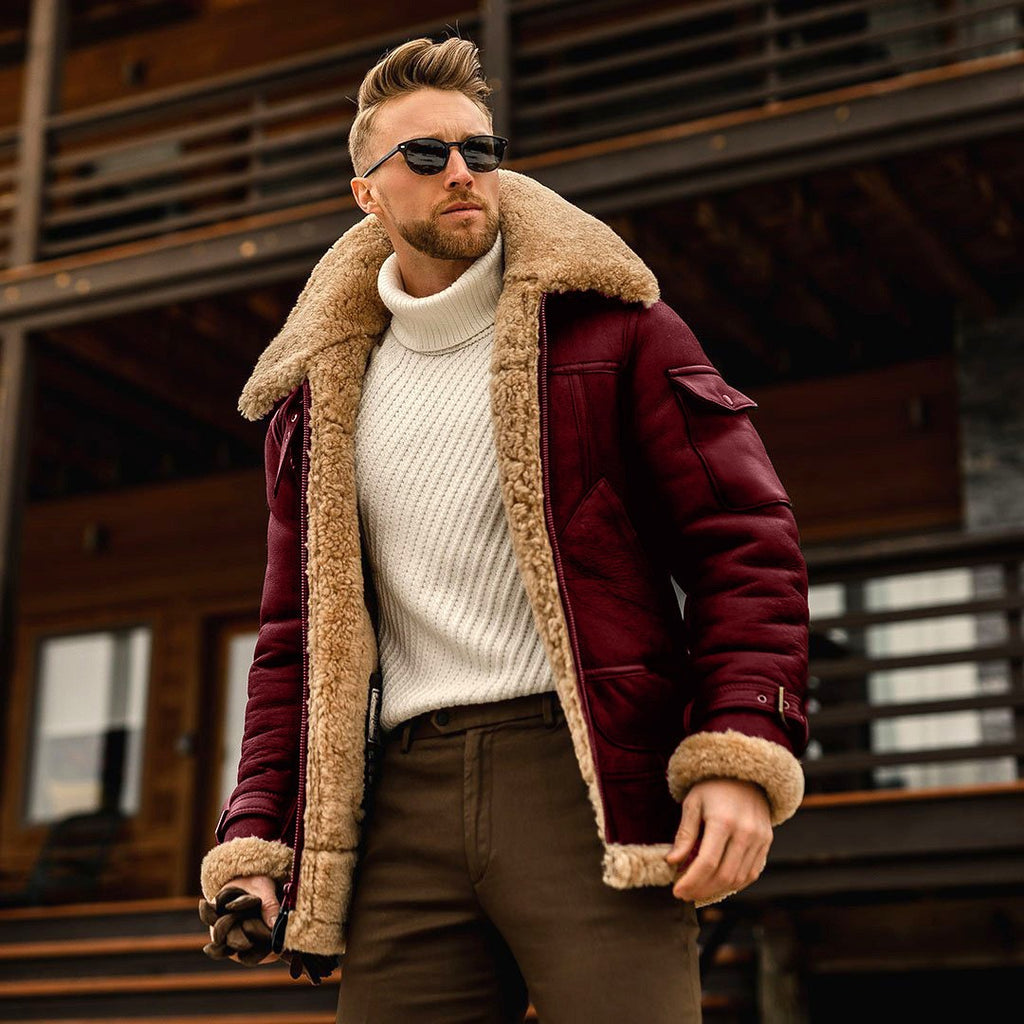 Manteau d'hiver pour hommes à la frontière Veste en cuir composite de grande taille