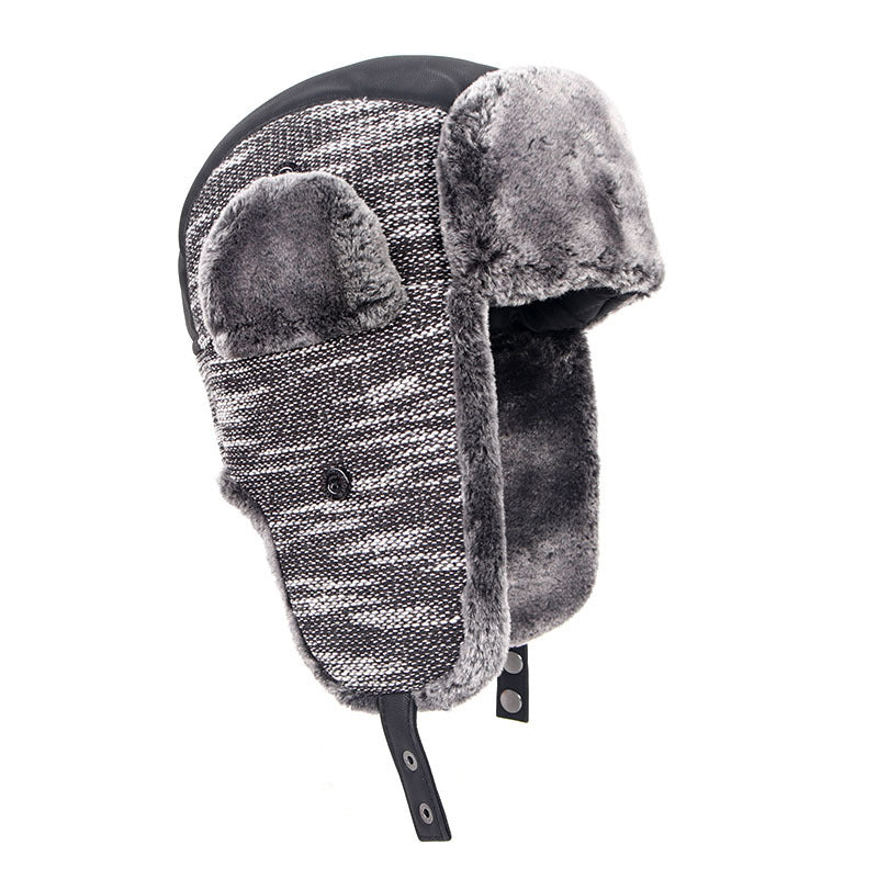 Chapeau senior en cuir Pu moyen et vieux avec velours chaud et coupe vent