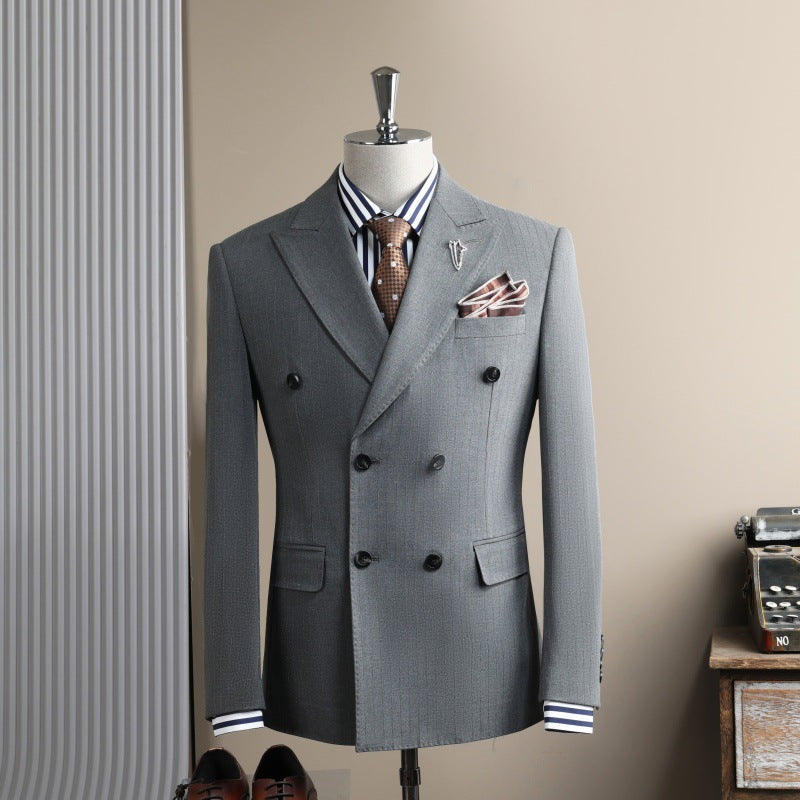 Slim Fit Double Breasted Pinstripe Blazer & Pantalons Cuffed