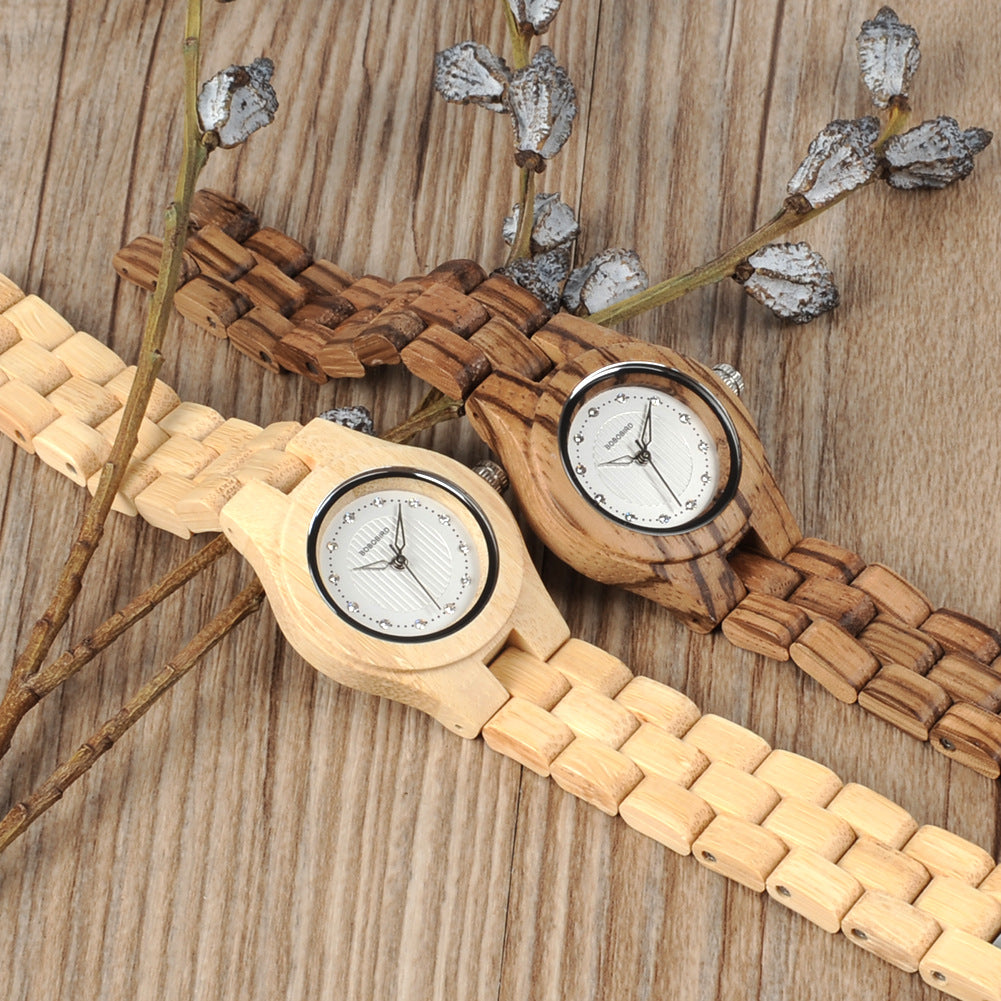 Homme et femme Minimaliste Casual Montre en bois rétro