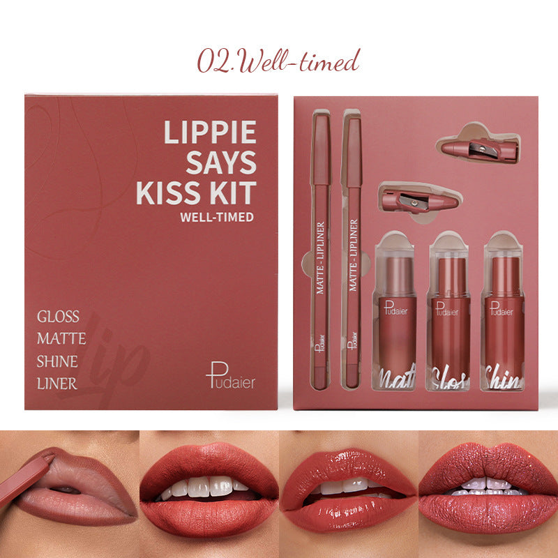 Lip Glaze Lip Matte Dewy and Shimmering Lipstick Gift Set 5 pièces