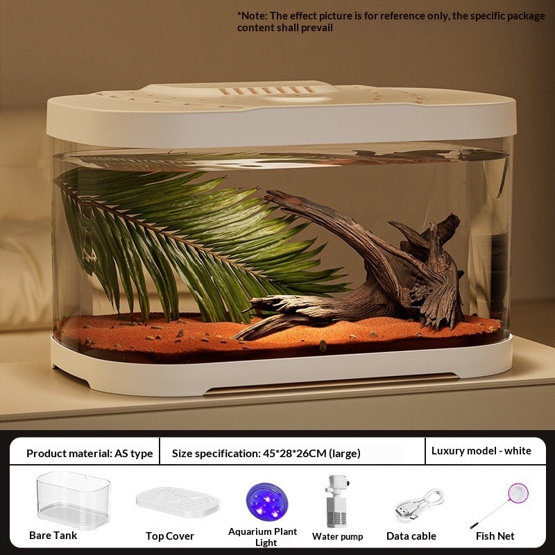 Réservoir en plastique transparent Aquarium Terrarium Décoration Bureau Réservoir ornemental Pet Sup