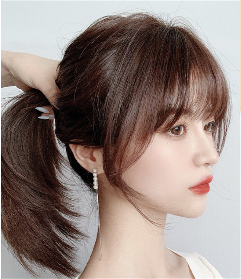 Véritable perruque de cheveux Mécanisme 3D Air Bangs Perruque