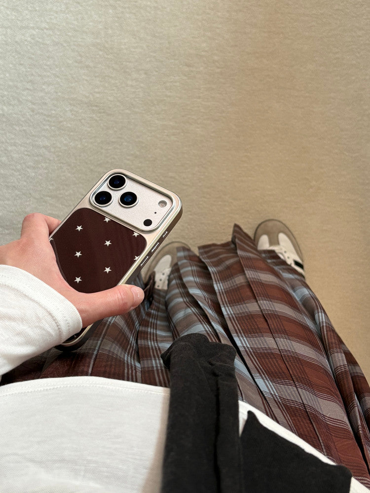 Châtaigne française Brown et Coffee-Colored Star Design Case de téléphone simple