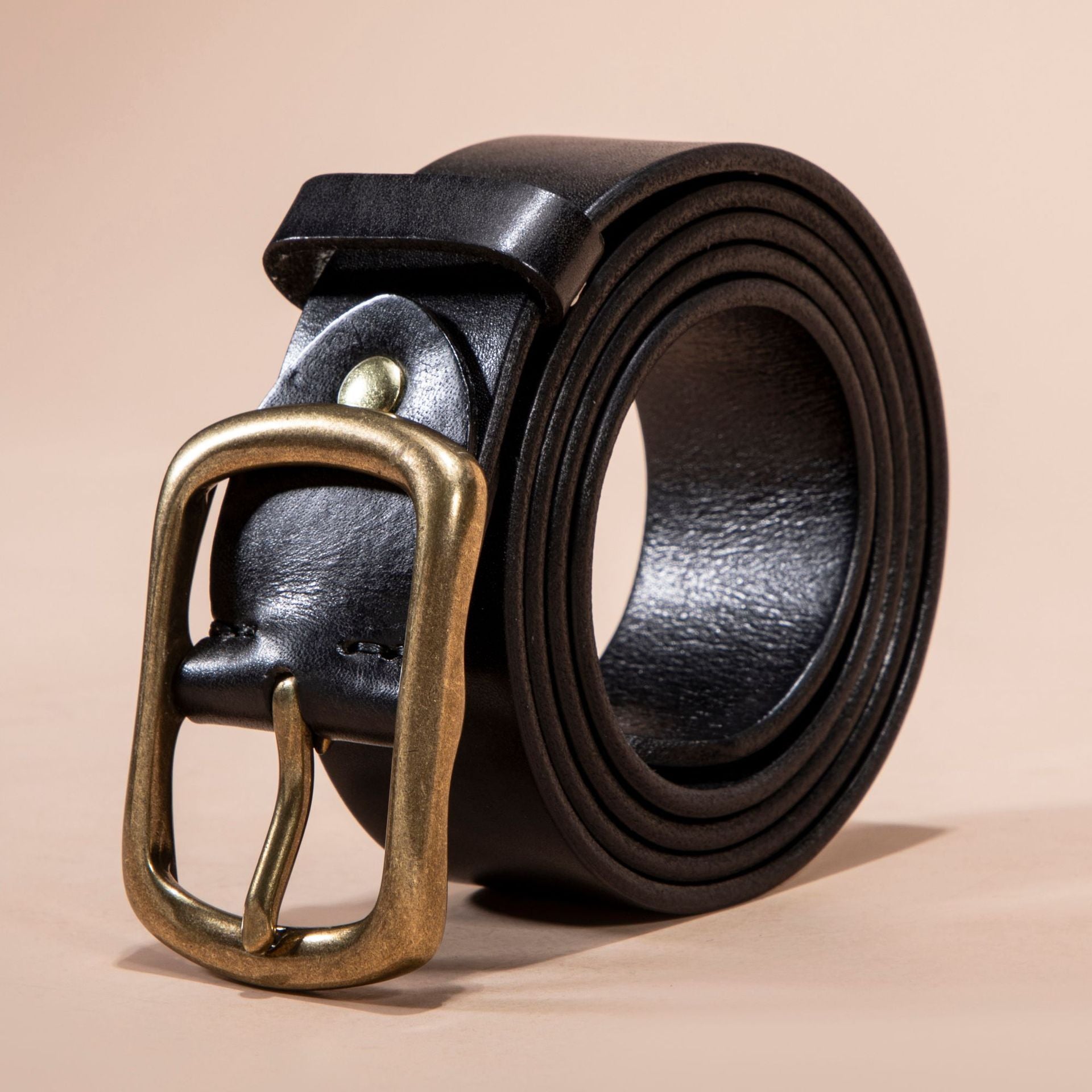 Ceinture pour hommes Cuir véritable Top Grain Pure Cowhide Retro Laiton Buckle