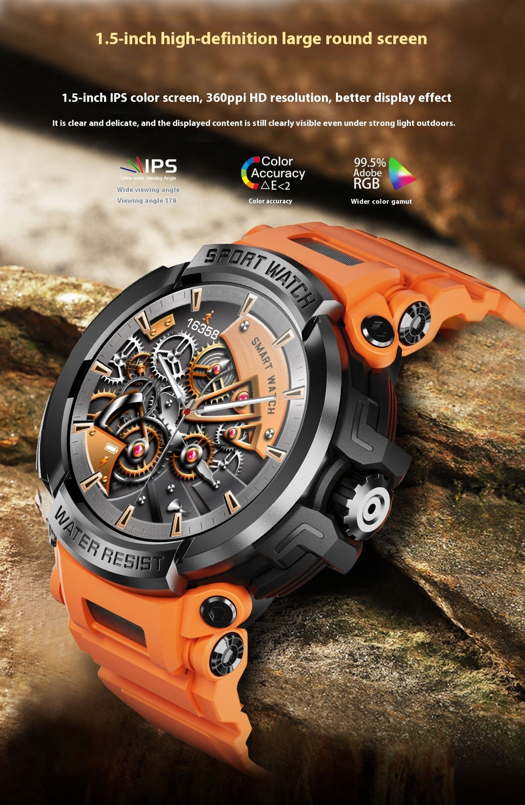 Smart Watch Bluetooth-compatible Appel de fréquence cardiaque Pression artérielle Sang Oxygène Sommeil Moni