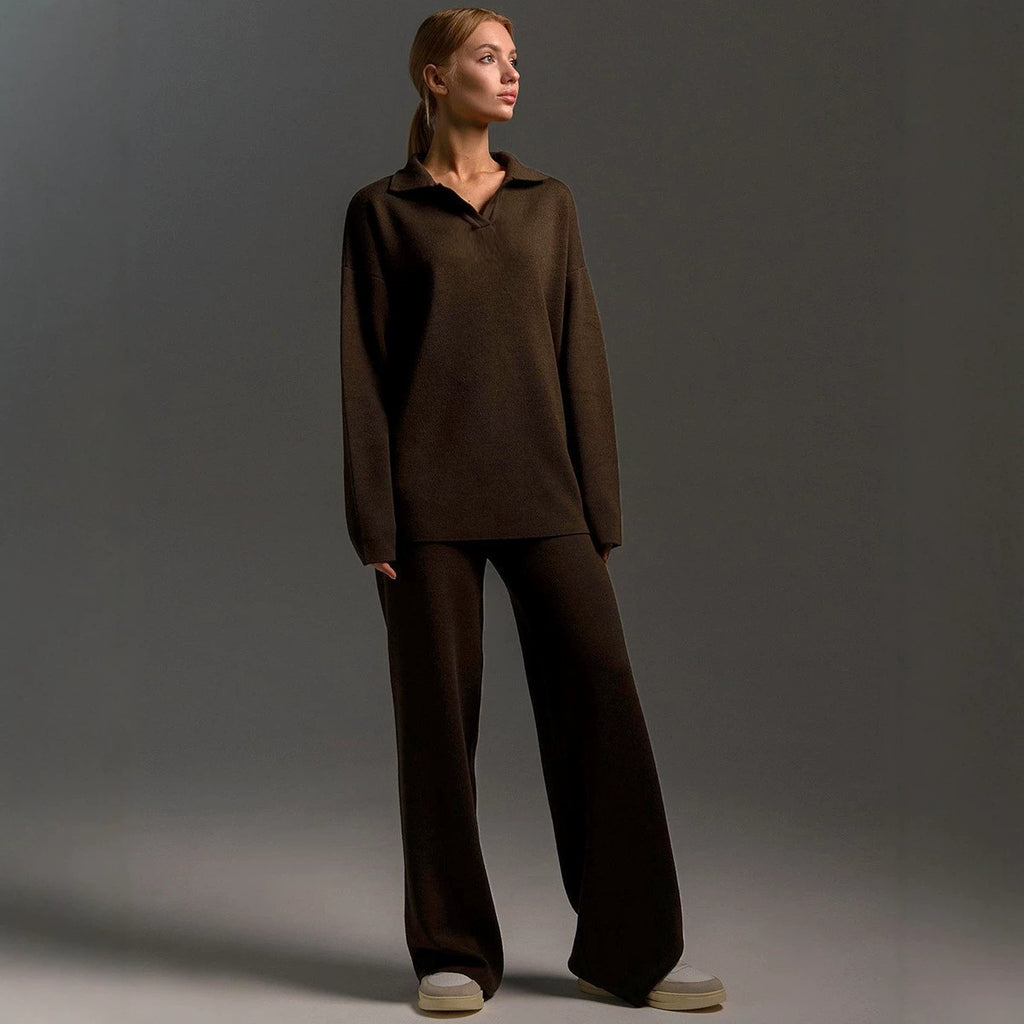 Mode Amazon TikTok Européen et américain Solid Couleur Automne Hiver costume avec Polo Collier