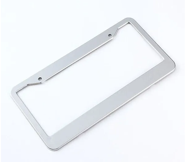 2PCS Chrome acier inoxydable plaque de licence en métal cadre Tag Cover avec bouchons à vis