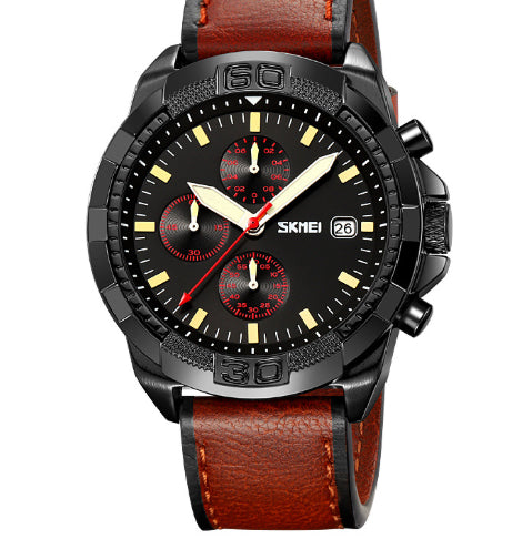 Ceinture Trois Yeux et Six Aiguilles Timing Quartz Wrist British Watch