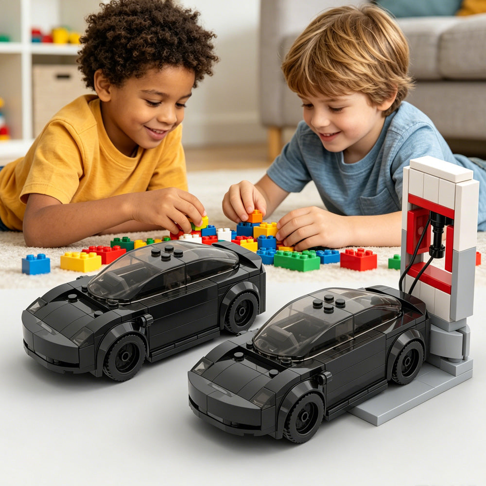 185PCS Black Electric Sports Car Building Blocks with Charger