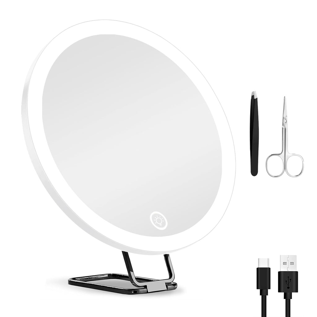 White-Black Options -- Miroir grossissant 1Pc 30X avec lumière pour cadeau 3 couleurs Dimmable Bri