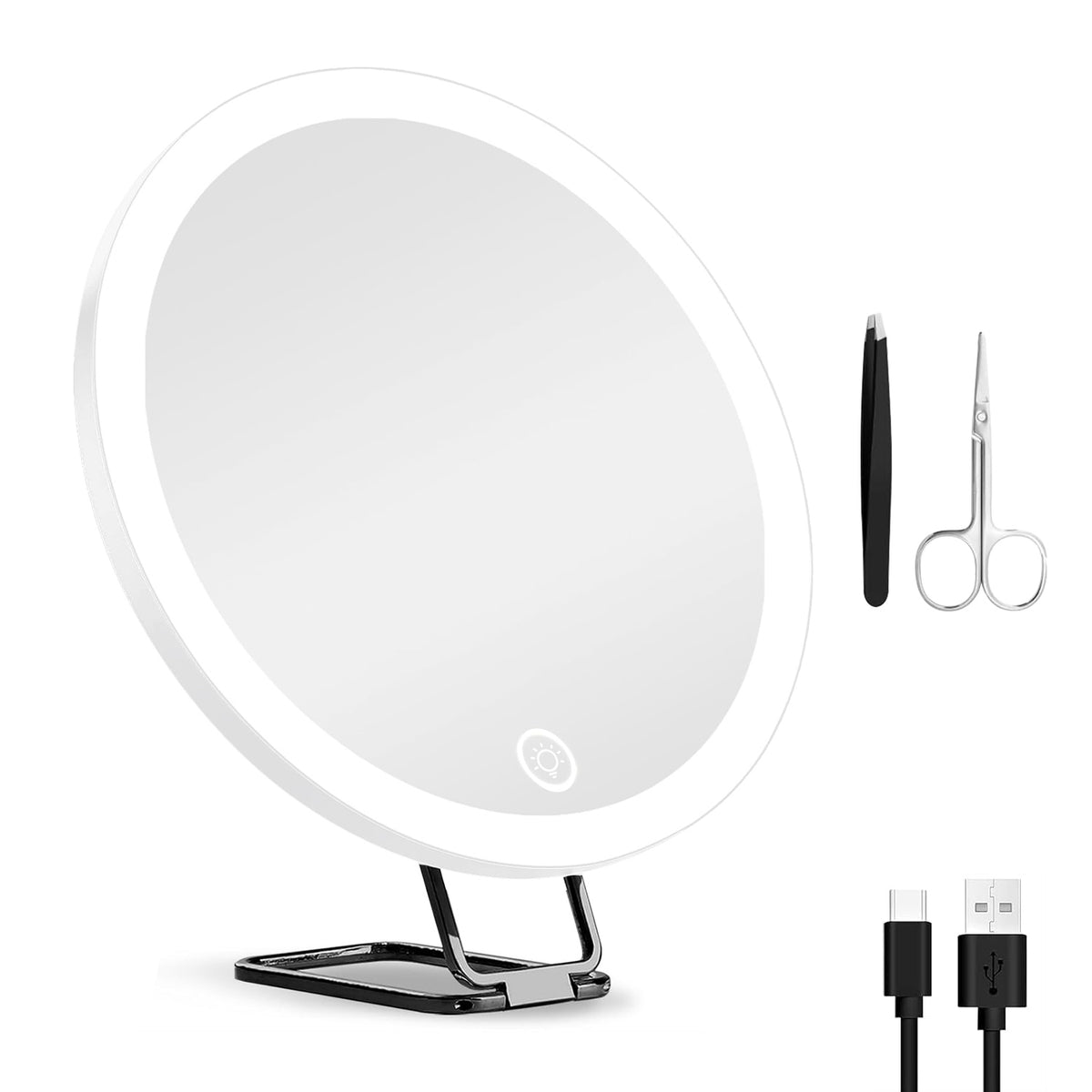 White-Black Options -- Miroir grossissant 1Pc 30X avec lumière pour cadeau 3 couleurs Dimmable Bri