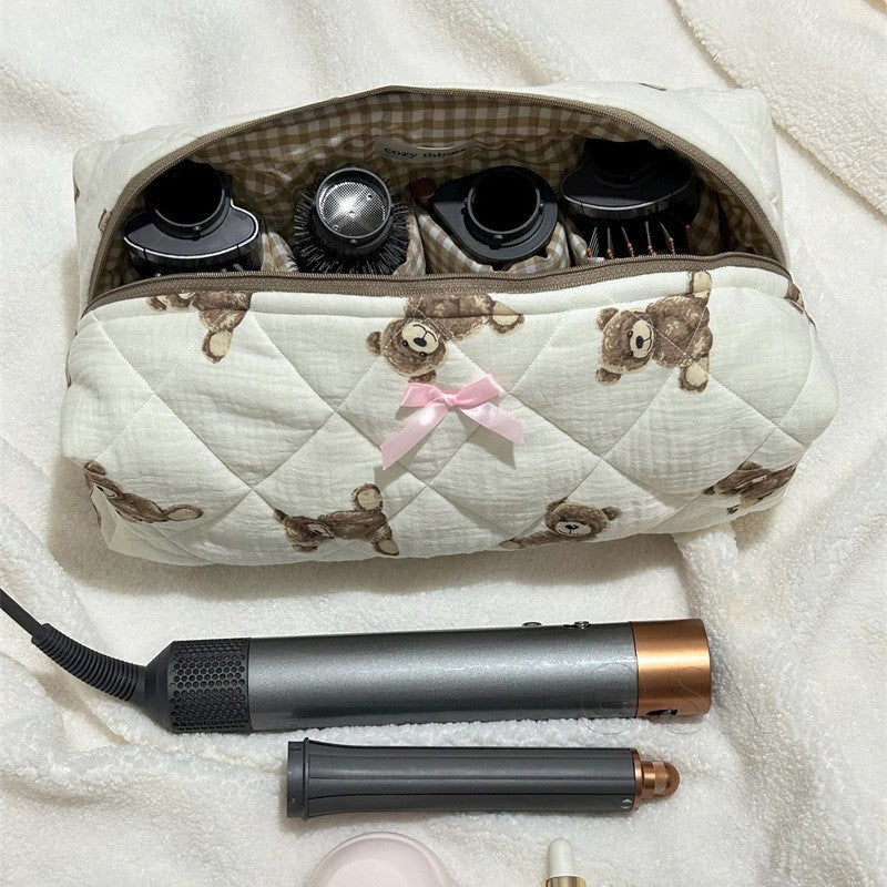Sac de rangement en coton matelassé pour ours mignon compatible avec Airwrap Hair Styler