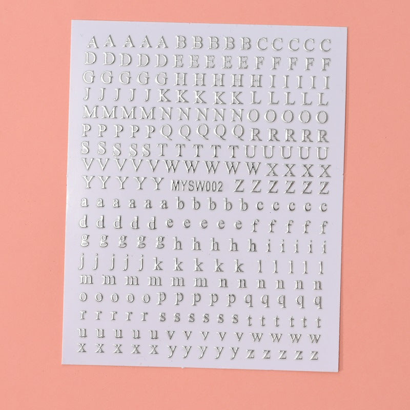 Stickers Nail 12 Couleurs Boîtier en lettres anglaises Décoration pour bricolage fluorescent