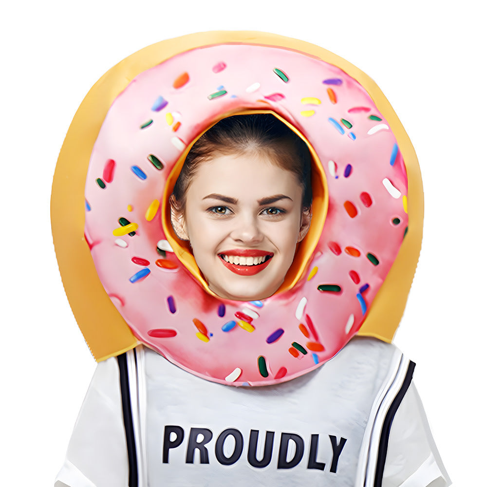 Halloween Party COS Donut Head Set Strawberry Cake Props scène performance costume